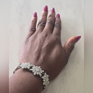 Macy's Snowflakes Silver Bracelet Rhinestones Women New Holiday